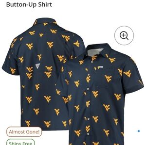 Men's Columbia Navy West Virginia Mountaineers Omni-Shade Button-Up Shirt, MEDIU